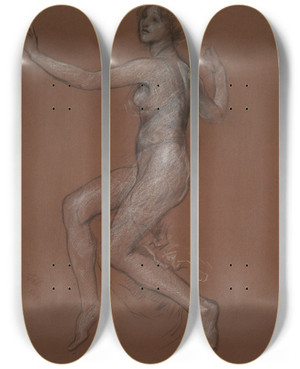 Triptych art skateboard deck of Edwin Austin Abbey Study For Figure Of 9 Am For The Hours Mural For The State Capitol Building In Harrisburgpennsylvania by Edwin Austin Abbey (1852-1911)