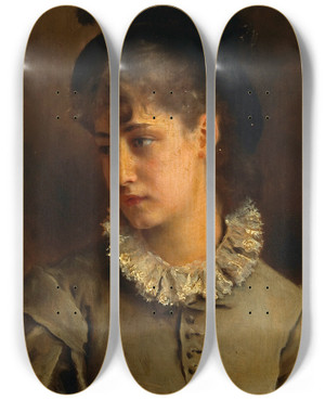 Triptych art skateboard deck of Gustave Jean Jacquet A Solemn Beauty by Gustave Jean Jacquet (1846-1909)