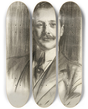 Triptych art skateboard deck of John Singer Sargent Portrait Of Eric Spencer Fitzwilliam The 9Th Earl Fitzwilliam by John Singer Sargent (1856-1925)