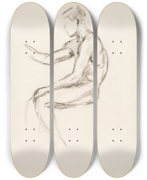 Triptych art skateboard deck of Alfred William Finch Istuva Poika Harjoitelma by Alfred William Finch (1854-1930)