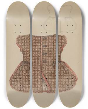 Triptych art skateboard deck of Eleanor Gausser Girls Pinafore by Eleanor Gausser