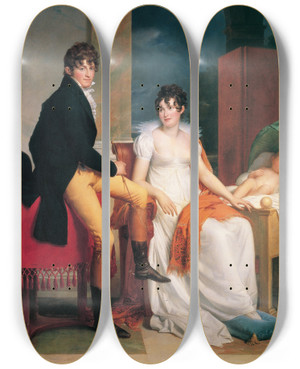 Triptych art skateboard deck of Franois Grard Moritz Christian Reichsgraf Von Fries With His Wife Maria Theresia Josepha And The Son Moritz1805 by Francois Gerard (1770-1837)