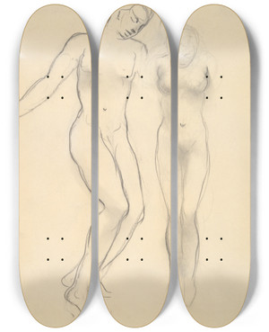 Triptych art skateboard deck of Kahlil Gibran Twofigures by Kahlil Gibran (1883-1931)