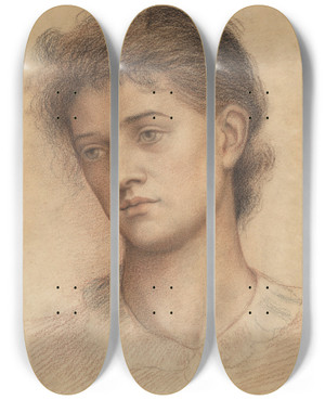 Triptych art skateboard deck of Evelyn De Morgan Portrait Head Of A Woman_1 by Evelyn De Morgan (1855-1919) Triptych art skateboard deck of Evelyn De Morgan Portrait Head Of A Woman_1 by Evelyn De Morgan (1855-1919)
