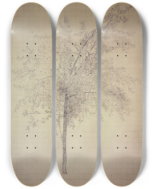 Triptych art skateboard deck of Odilon Redon A Tree by Odilon Redon (1840-1916)