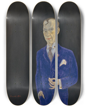 Triptych art skateboard deck of Nils Dardel David Sprengel 18801941 Skribent Kritiker by Nils Dardel (1888-1943)