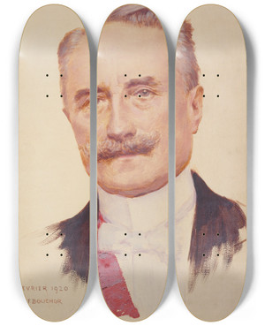 Triptych art skateboard deck of Joseph Flix Bouchor Portrait De Paul Deschanel 18551922 Prsident De La Rpublique by Joseph Felix Bouchor (1853-1937)