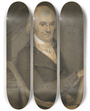 Triptych art skateboard deck of John Vanderlyn Joel Barlow by John Vanderlyn (1775-1852)