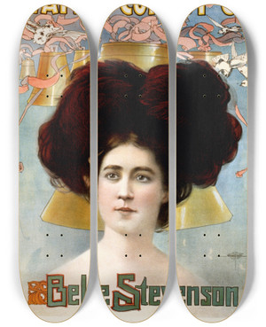 Triptych art skateboard deck of Courier Litho Co Waites Comedy Co by Courier Litho Co (19-20-)