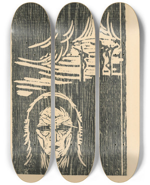 Triptych art skateboard deck of Mikul Galanda Calvary by Mikulas Galanda (1895-1938)