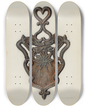 Triptych art skateboard deck of Austin L Davison Cast Iron Stand by Austin L Davison