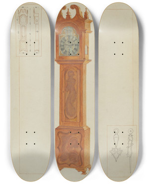 Triptych art skateboard deck of Ernest A Towers Jr Grandfathers Clock_1 by Ernest A Towers Jr (20-)