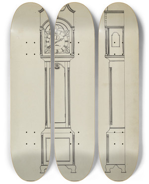 Triptych art skateboard deck of Ernest A Towers Jr Grandfathers Clock_5 by Ernest A Towers Jr (20-)