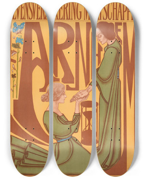 Triptych art skateboard deck of Jan Toorop Arnhem Levensverzekering Maatschappij by Jan Toorop (1858-1928)