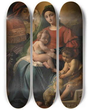 Triptych art skateboard deck of Franoisjoseph Navez Holy Family With The Infant Saint John The Baptist by Francois Joseph Navez (1787-1869)