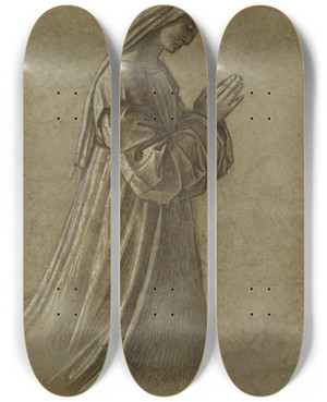 Triptych art skateboard deck of Vittore Carpaccio Study Of The Virgin by Vittore Carpaccio (1465-1525)