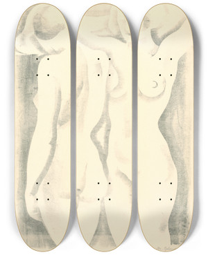 Triptych art skateboard deck of Mikul Galanda Priateky_2 by Mikulas Galanda (1895-1938)