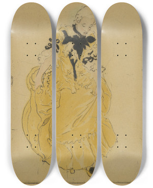 Triptych art skateboard deck of Carl Larsson Rvrence by Carl Larsson (1853-1919)