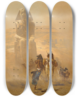 Triptych art skateboard deck of Ludwig Hans Fischer The Khamsin by Ludwig Hans Fischer (1848-1915)