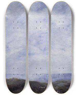 Triptych art skateboard deck of August Strindberg Coastal Landscape by August Strindberg (1849-1912)