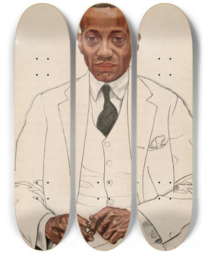 Triptych art skateboard deck of Winold Reiss Alain Locke by Winold Reiss (1886-1953)