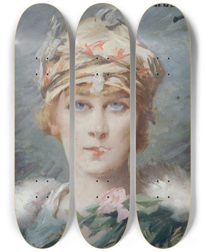 Triptych art skateboard deck of Louise Abbma Portrait De Sarah Bernhardt 18441923 Dans Le Rle Dadrienne Lecouvreur by Louise Abbema (1853-1927)