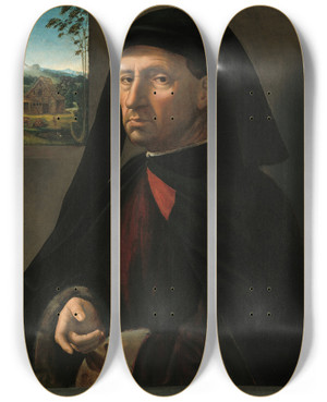 Triptych art skateboard deck of Ridolfo Ghirlandaio Portrait Of A Gentleman by Ridolfo Ghirlandaio (1483-1561)