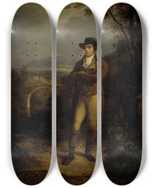 Triptych art skateboard deck of Alexander Nasmyth Robert Burns Poet by Alexander Nasmyth (1758-1840)