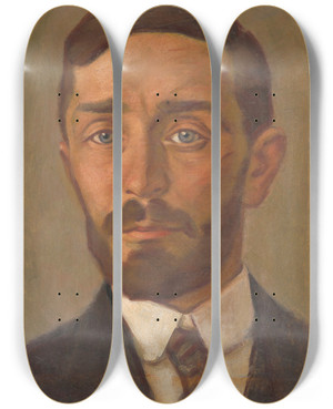 Triptych art skateboard deck of Milan Thomka Mitrovsk Selfportrait_1 by Milan Thomka Mitrovsky (1875-1943)