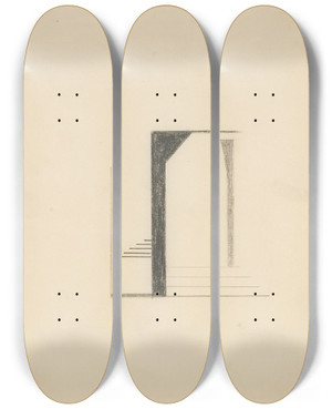 Triptych art skateboard deck of Viking Eggeling Original Drawings 12 by Viking Eggeling (1880-1925)