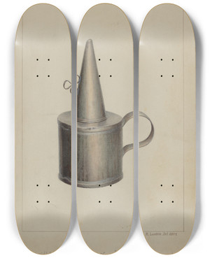 Triptych art skateboard deck of James M Lawson Whale Oil Lamp_2 by James M Lawson