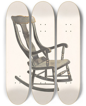 Triptych art skateboard deck of Robert Gilson Rocking Chair Square Back by Robert Gilson