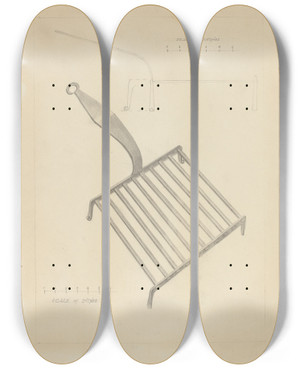 Triptych art skateboard deck of Donald Streeter Trivet_2 by Donald Streeter