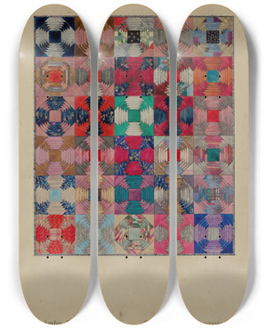 Triptych art skateboard deck of William P Shearwood Quilt by William P Shearwood