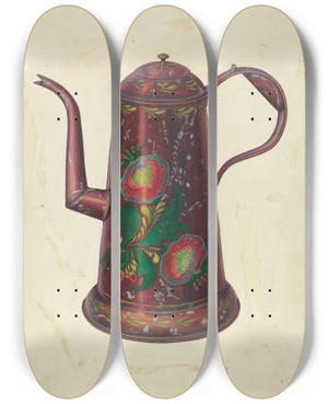 Triptych art skateboard deck of Frank Gray Tin Teapot by Frank Gray