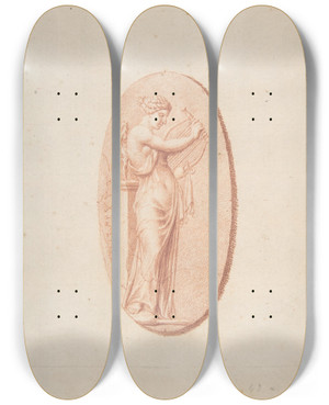 Triptych art skateboard deck of Bernard Picart A Muse_2 by Bernard Picart (1673-1733)