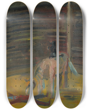 Triptych art skateboard deck of Arnold Peter Weiszkubnan Motif From Circus by Arnold Peter Weisz-Kubnan (1898-1944)