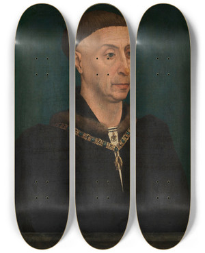 Triptych art skateboard deck of Rogier Van Der Weyden Philip The Good by Rogier van der Weyden (1399-1464)