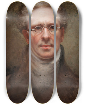 Triptych art skateboard deck of Rembrandt Peale Self Portrait by Rembrandt Peale (1778-1860)
