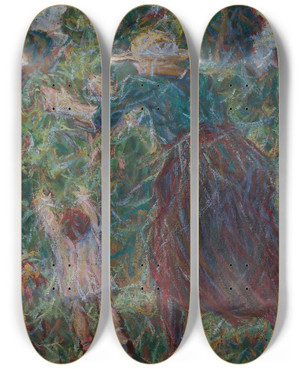 Triptych art skateboard deck of Giuseppe Cominetti Papillons by Giuseppe Cominetti (1882-1930)