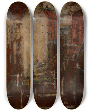 Triptych art skateboard deck of Olga Boznanska Sketch Of A Landscape by Olga Boznanska (1865-1940)