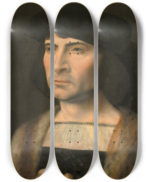 Triptych art skateboard deck of Jan Gossaert Portrait Of A Man_2 by Jan Gossaert (1478-1532)