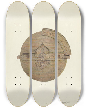 Triptych art skateboard deck of Gerald Transpota Baptismal Font_1 by Gerald Transpota (1898-1971)