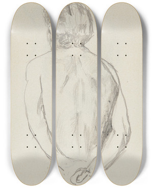 Triptych art skateboard deck of Adolf Sternschuss Pakt Stojcego Tyem Mczyzny by Adolf Sternschuss (1873-1915)