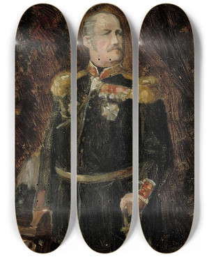 Triptych art skateboard deck of Albert Edelfelt Portrait Of General Adjutant Count Adolf Aminoff Sketch by Albert Edelfelt (1854-1905)