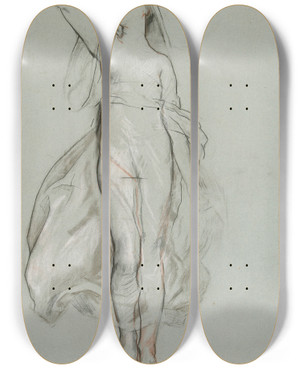 Triptych art skateboard deck of Edwin Austin Abbey Study For Central Figure In Spirit Of Religious Libertyguiding The Ships Mural At The State Capitol Building In Harrisburgpennsylvania_2 by Edwin Austin Abbey (1852-1911)