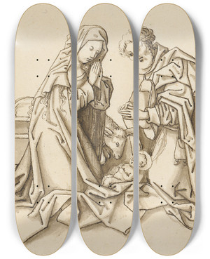 Triptych art skateboard deck of Workshop Of Hans Holbein The Elder Adoration Of The Child_1 by Workshop of Hans Holbein the elder (1460-1524) Triptych art skateboard deck of Workshop Of Hans Holbein The Elder Adoration Of The Child_1 by Workshop of Hans Holbein the elder (1460-1524)