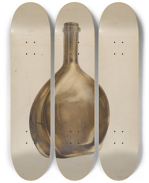 Triptych art skateboard deck of Ga Spangenberg Whiskey Flask_2 by G.A. Spangenberg