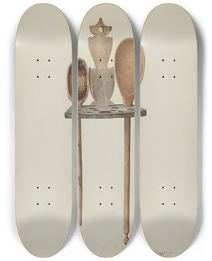 Triptych art skateboard deck of Sarkis Erganian Wooden Spoon Rack by Sarkis Erganian