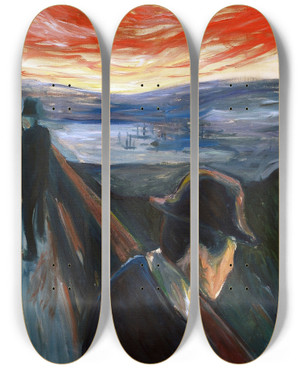 Triptych art skateboard deck of Edvard Munch Despair_2 by Edvard Munch (1863-1944)